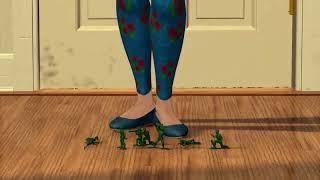 Toy Story toy soldier gets stepped on