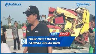 Kecelakaan Truk Colt Diesel Tabrak Belakang Truk Fuso di Tol Paspro