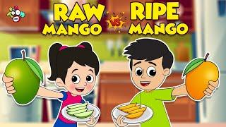 Raw VS Ripe Mango  Mango Challenge  Animated Stories  English Cartoon  PunToon Kids