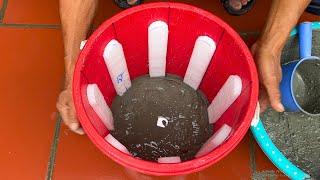 How To Make Cement Flower Pot Easy From Plastic Container And Styrofoam At Home