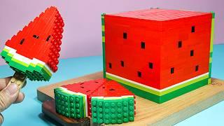 Best of LEGO SQUARE Watermelon Cutting Ice Cream Compilation  Expensive RARE Food in LEGO