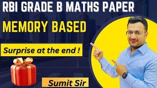 RBI Grade B Complete Memory based Paper with best Tricks  Maths By Sumit Sir