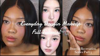 Black Girl Tries  EVERYDAY DOUYIN CHINESE MAKEUP LOOK #douyinmakeup #douyin #blackgirlmakeup