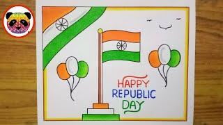 Republic Day Drawing  How to Draw Republic Day  Republic Day Poster Drawing Easy Step By Step