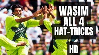 Wasim Akram All Four Hatricks in ODI and Test Cricket  HD  Best Reverse Swing Fast Bowling