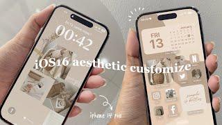 *iOS16 aesthetic customization Beige theme  widgets change icons tutorial