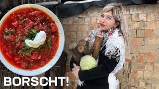 Extreme Cooking  Ukrainian BORSCHT in a remote Village   4K