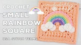 Crochet Small Rainbow Square  Unicorn Dreams Blanket CAL