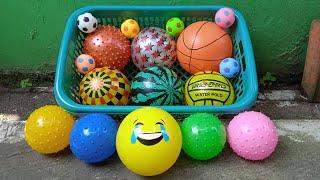 Mencari Bola Semangka Bola Basket Bola Sepak Bola Karakter Bola Besar dan Bola Kecil Warna Warni