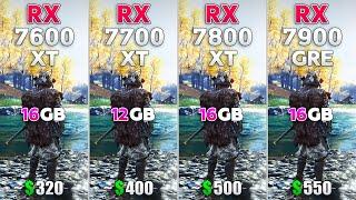 RX 7600 XT vs RX 7700 XT vs RX 7800 XT vs RX 7900 GRE - Test in 10 Games