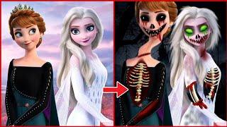 Disney Princess Elsa Anna turned into Zombies  Horror creepy cartoon  Frozen