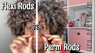 CURLY FRO Flexi Rod Set VS Perm Rod Set on StretchedBlow Dried Natural Hair  Type 4 Hair