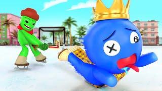 RAINBOW FRIENDS DAILY LIFE but AMAZING ICE SKATING FIGHT?  Cartoon Animation