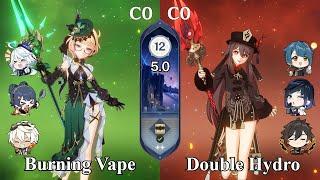 C0 Emilie Burning Vape & C0R1 Hu Tao Double Hydro  Spiral Abyss 5.0  Genshin Impact