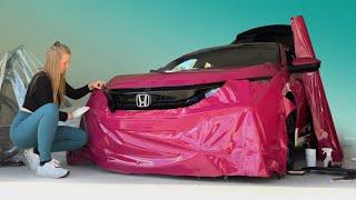 First Time Vinyl Wrapping my Civic PINK 