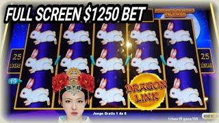Omg Biggest Full Screen with Rabbits at High Bet $1250 in Dragon Link Slot