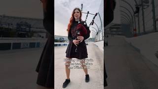 Playing bagpipes on the track before a NASCAR race