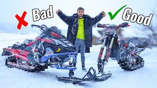 New Exo Snowmobile vs. Snow Bike Mountain Riding