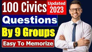 100 Civics Questions 2023 by 9 Groups for the US Citizenship interview 2008 Version easy to learn