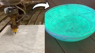 Using A Waterjet To Make A Spiral Marble Bowl With Resin