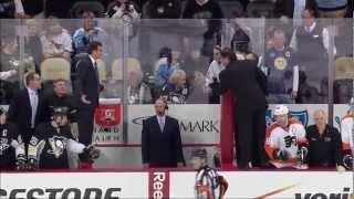 NHL Brawl Penguins vs Flyers After Joe Vitale Destroys Danny Briere with an Open-Ice Hit - NBC