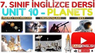 7. SINIF İNGİLİZCE DERSİ 10. ÜNİTE PLANETS ÖNEMLİ KELİMELER OKUNUŞLARI TEST