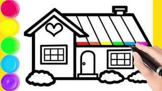 How to draw a House Rainbow  Drawing House step  by step easy