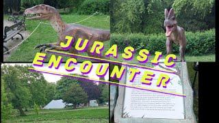 Jurassic encounter pavilion Garden Buxton. Dinosaurs.  children play park. but start raining ..