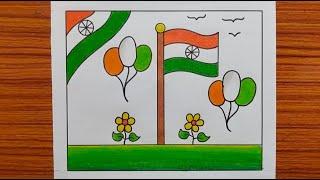 Independence Day Drawing  Independence Day Poster  How to Draw Independence Day 15 August Poster
