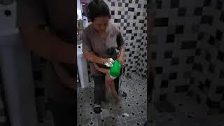 daughter crying while bathing