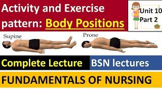 Activity and Exercise Pattern - Body Positions  Fundamentals of Nursing  Unit 10 p#2 BSN lectures