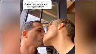 Guys kissing his dad