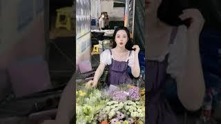 cute chinese asian girl dress flower vendor abg