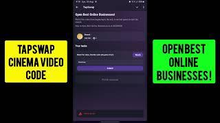 Open Best Online Businesses Tapswap Video Code Today  Tapswap Cinema Code Daily #tapswap