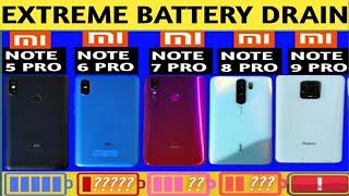 Redmi Note 9 Pro vs Redmi Note 8 Pro vs Note 7 Pro vs Note 6 Pro vs Note 5 Pro  Battery Drain Test 