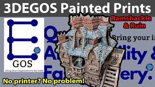 3DEgos Painted 3D Prints Ramshackle & Ruin Building from Printable Scenery