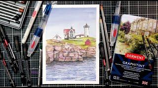 Have You Tried Watersoluble Graphite? Painting the Seaside with Derwent Graphitint Pencils