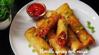 Veg Noodles Spring Rolls with Homemade Sheets Indo Chinese Recipe Crispy Crunchy Tasty Spring Roll