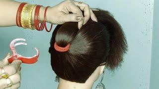 Easy Beautiful Juda Hairstyle  cute bun hairstyles F wedding for long hair done by Peehu Hairstyle