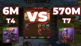 Vikings War of Clans - 6m T4 vs. 570m T7 who wins?