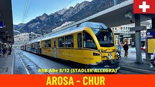 Cab Ride Arosa-Chur Arosabahn Rhaetian Railway - Switzerland train drivers  view in 4K