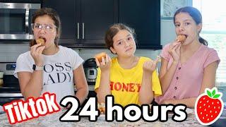 Eating Viral Tiktok Food Hacks for 24 hours  SISTER FOREVER