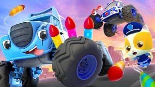 Police Car & Kitten Policeman  Monster Truck  Fire Truck  Cars for Kids  Kids Songs  BabyBus