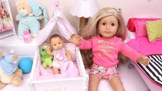 Baby Dolls family morning routine with puppy Play Toys