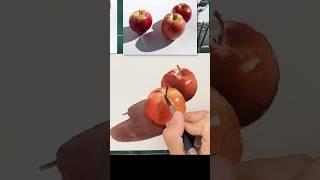 Paint Red Bright Apples in Watercolor #watercolorpainting #watercoloreffect #art