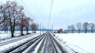  4K  Winter on Polish rails Poznań - Zbąszynek cab ride 12.2021