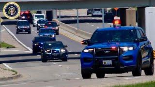 United States First Lady - Police Escort & Motorcade Rolling Into Detroit Metro Airport - 2024