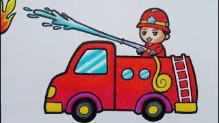 Menggambar mobil pemadam kebakaran  Menggambar Mobil Pemadam  Firefighters Drawing