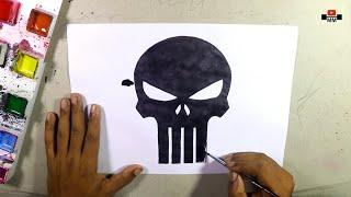 How to draw the Punisher logo