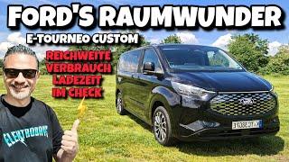 Ford E-Tourneo Custom 8 Sitzer Reichweite Software Navi Ladezeit im Check.